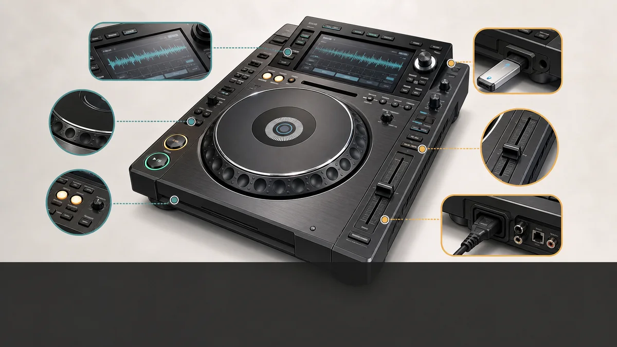 CDJ-2000NXS2とCDJ-3000を中古購入する前にジョグ・ディスプレイ・USB・端子を比較する図解