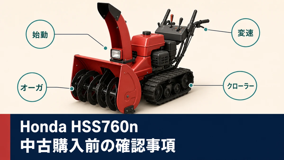 Honda HSS760nを中古購入する前に始動・オーガ・クローラー・変速を確認する図解