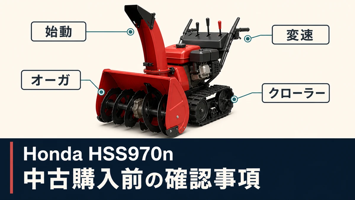 Honda HSS970nを中古購入する前に始動・オーガ・クローラー・変速を確認する図解