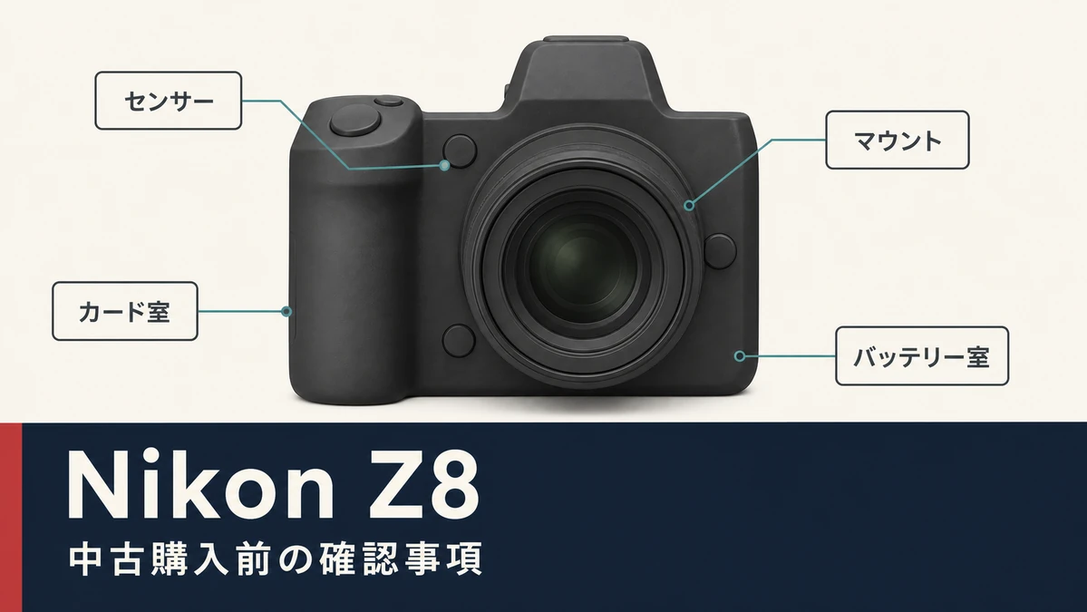 Nikon Z8を中古購入する前にセンサー・マウント・カード室・バッテリー室を確認する図解